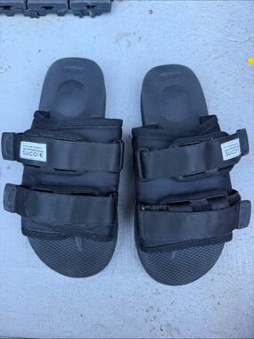 Suicoke Black Adjustable Dual-Strap Slides